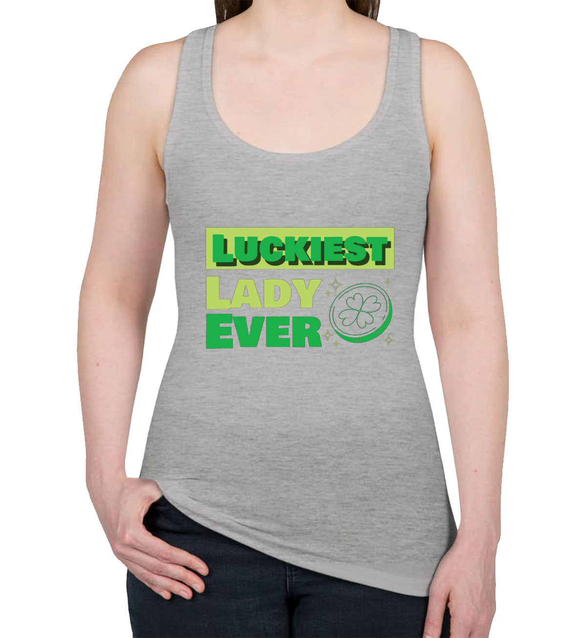 Luckiest Lady Ever St. Patrick's Day Women's Racerback Tank Top