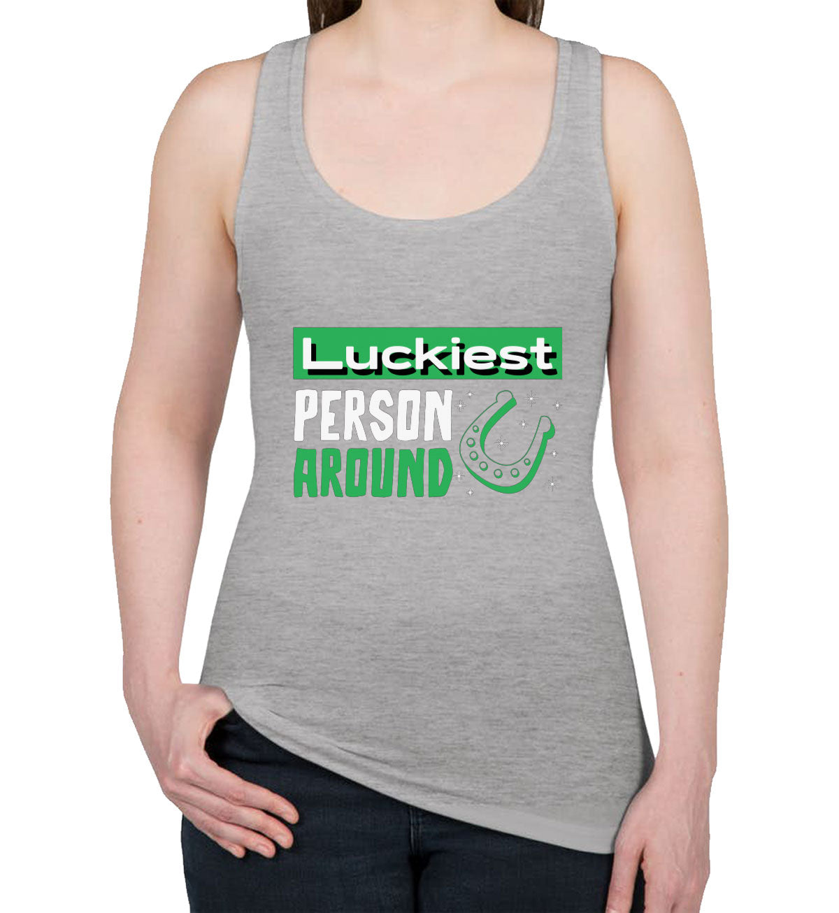 Luckiest Person Around St. Patrick's Day Women's Racerback Tank Top