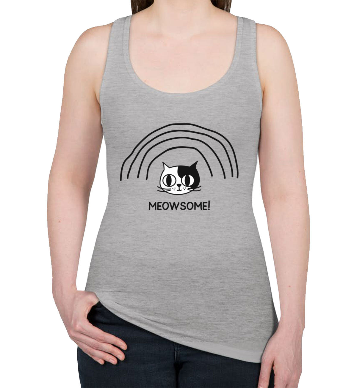 Meowsome! Funny Cat Women's Racerback Tank Top