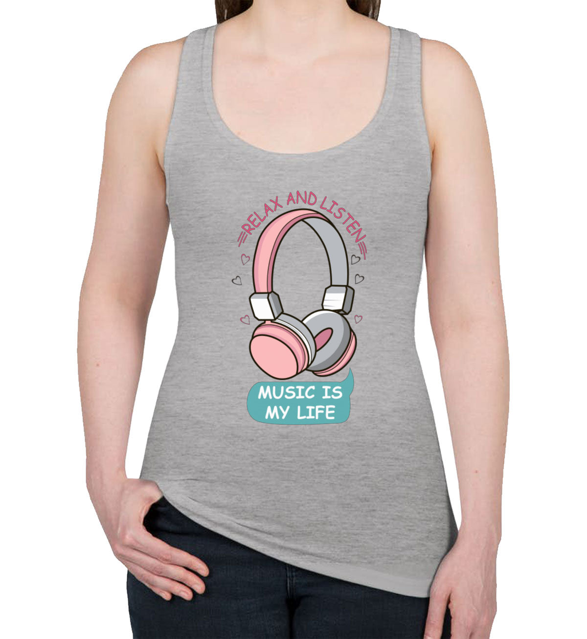 Music Is My Life Headphone Women's Racerback Tank Top