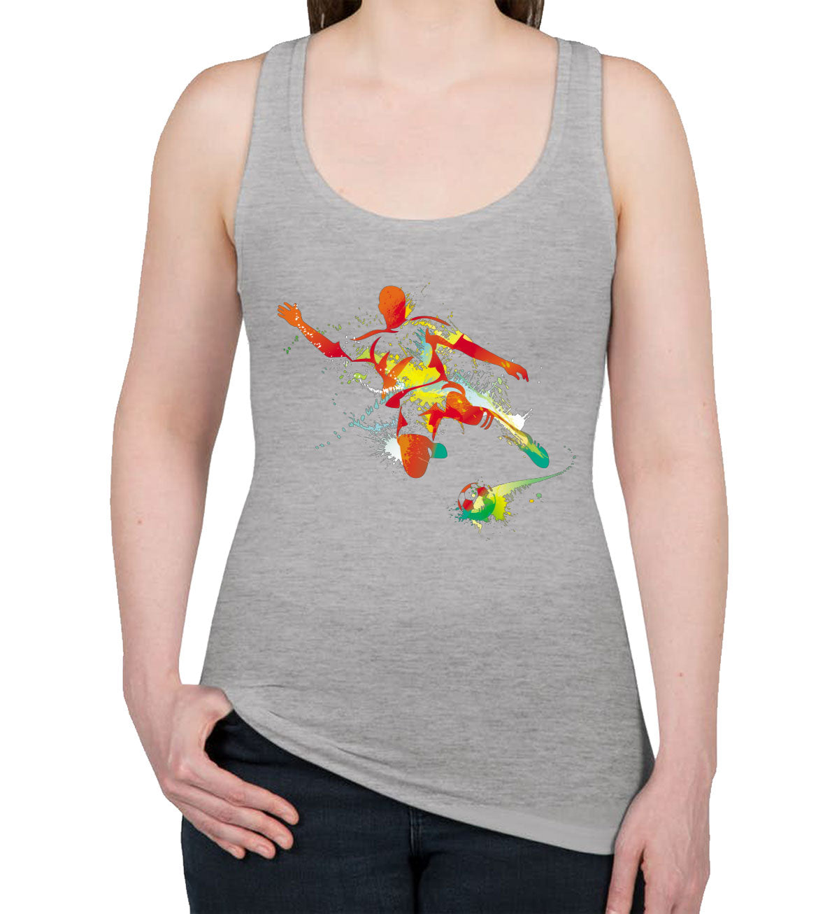 Colorful Soccer Player Women's Racerback Tank Top