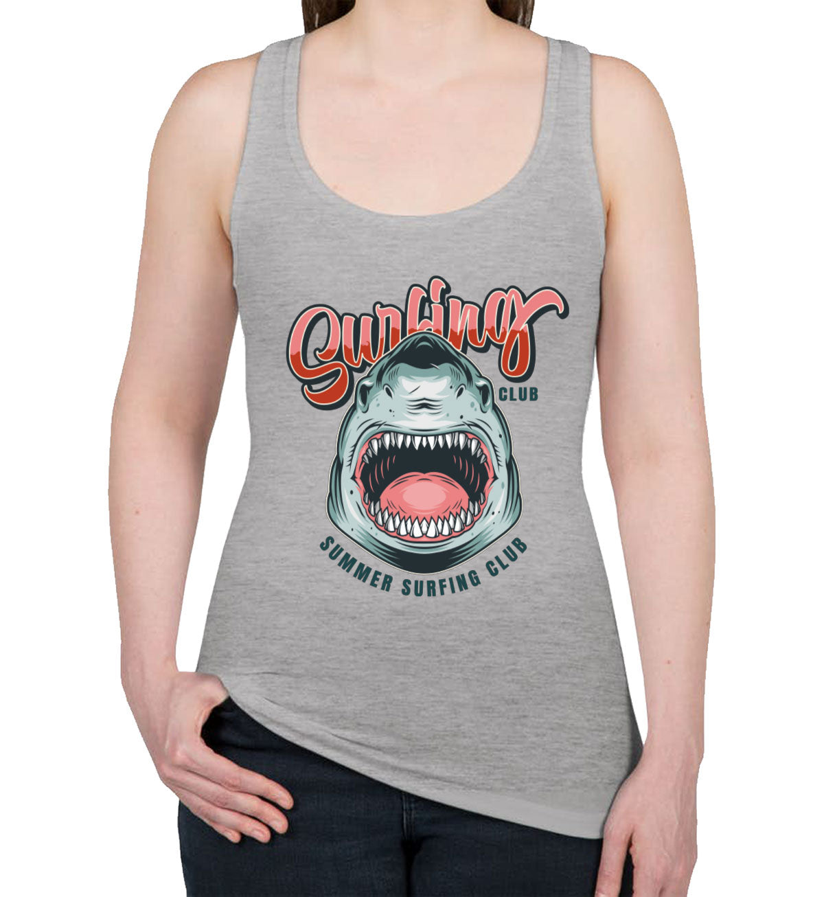 Surfing Club Shark Women's Racerback Tank Top