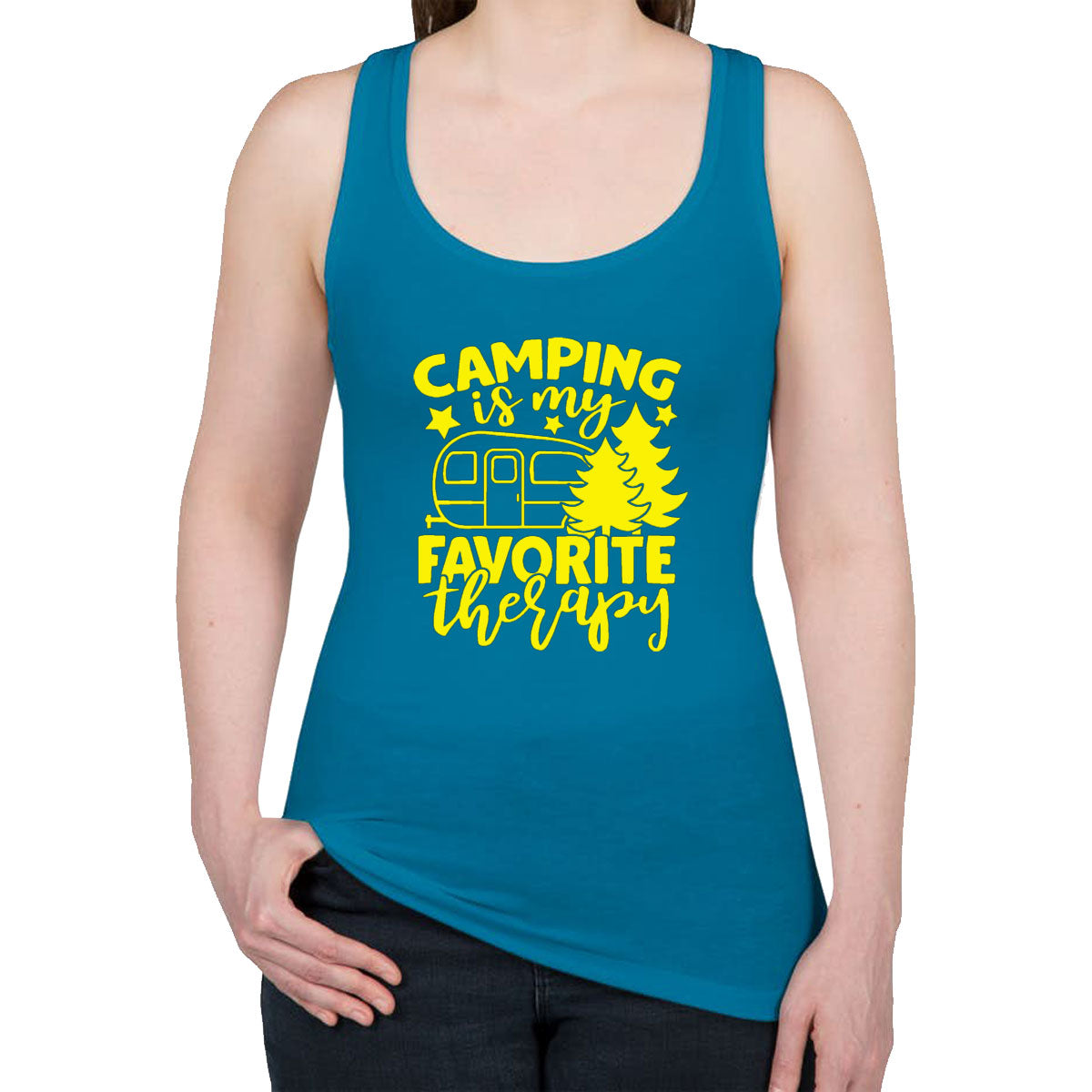 Camping Is My Favorite Therapy Women's Racerback Tank Top