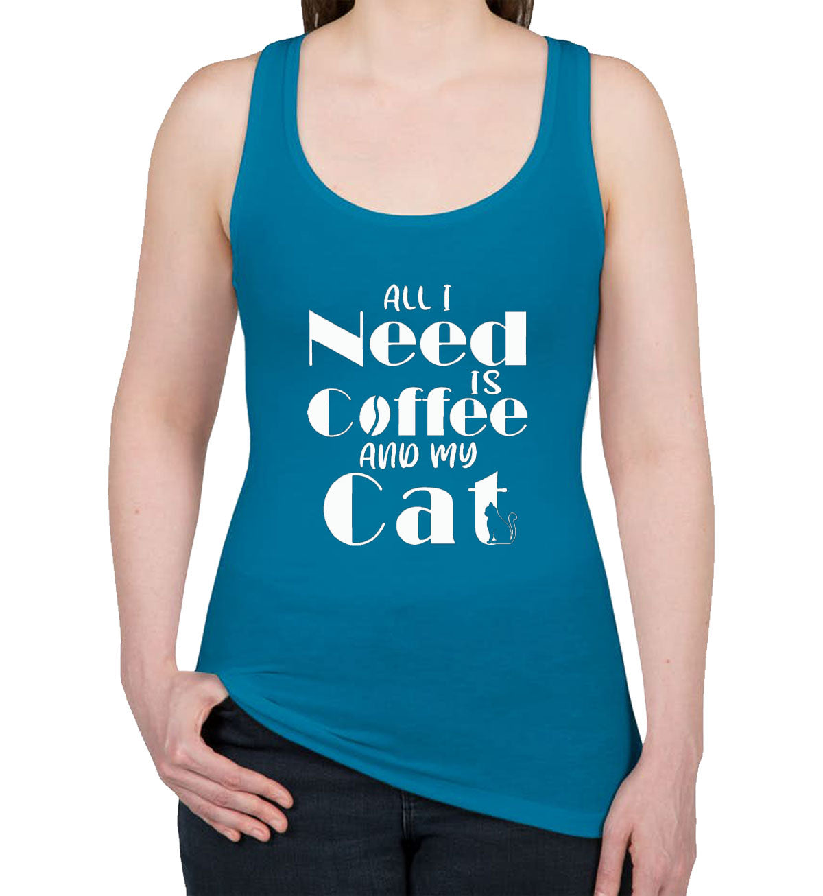 All I Need Is Coffee And My Cat Women's Racerback Tank Top