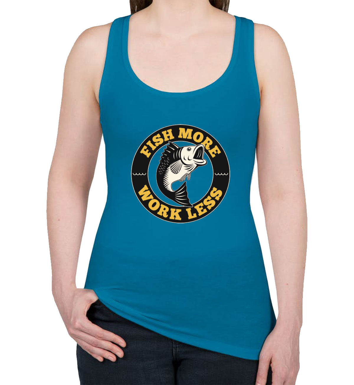 Fish More Work Less Women's Racerback Tank Top