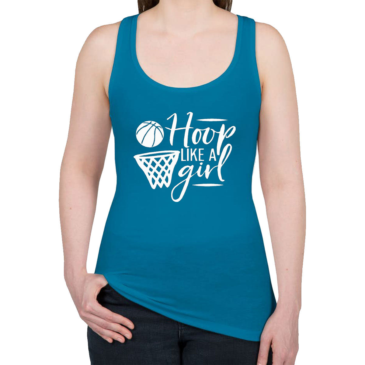 Hoop Like A Girl Basketball Women's Racerback Tank Top