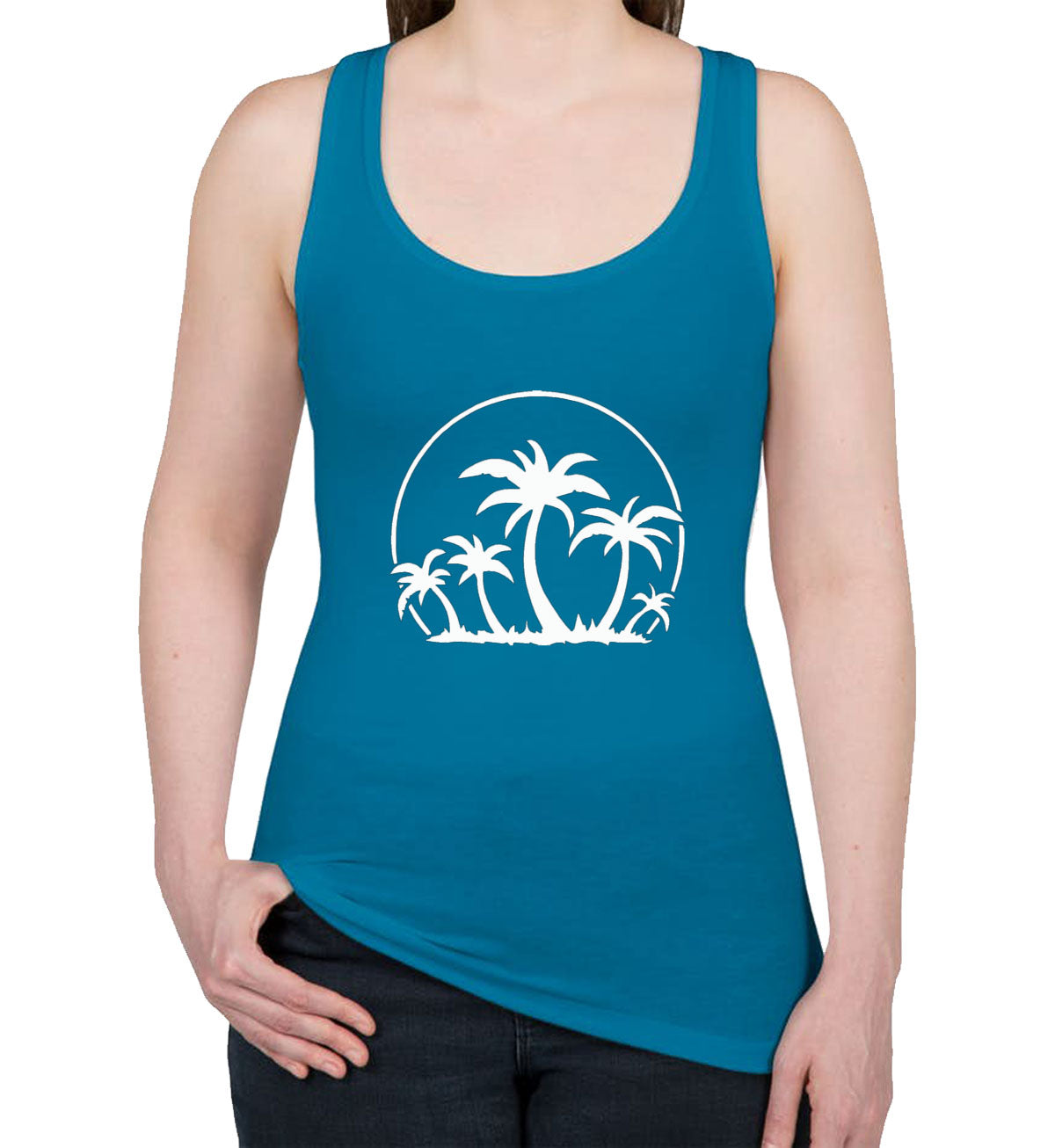 Palm Trees And Sunset Women's Racerback Tank Top