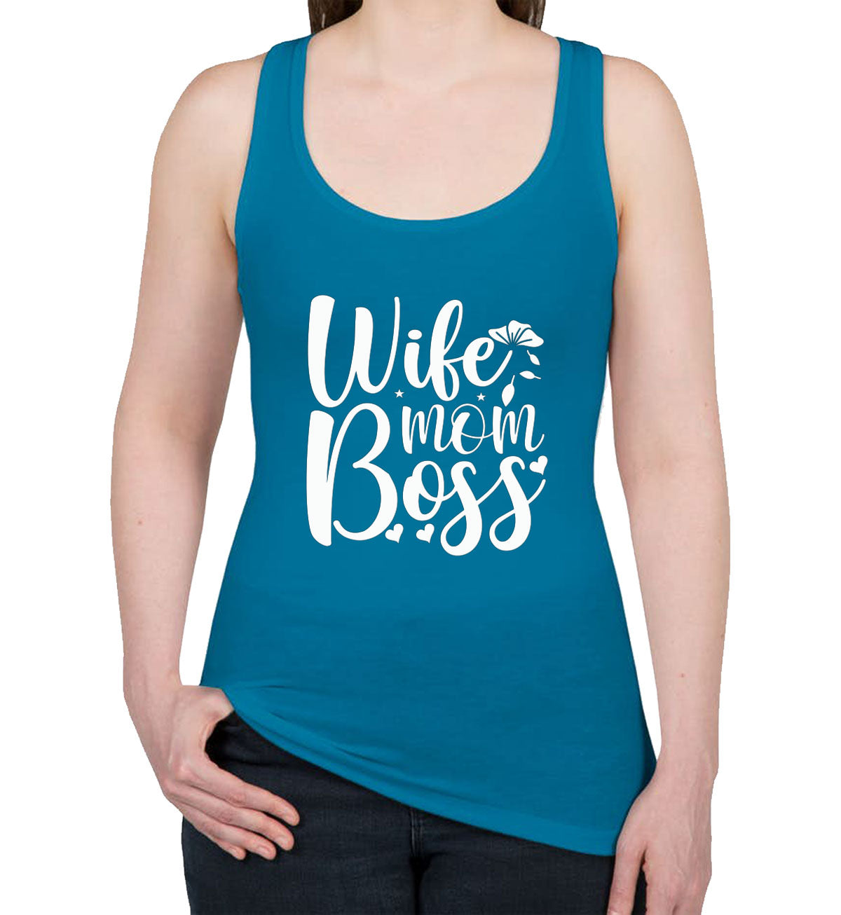 Wife Mom Boss Women's Racerback Tank Top