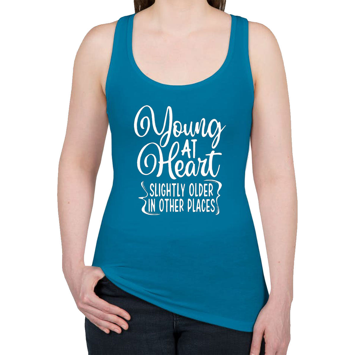 Young At Heart Slightly Older In Other Places Women's Racerback Tank Top