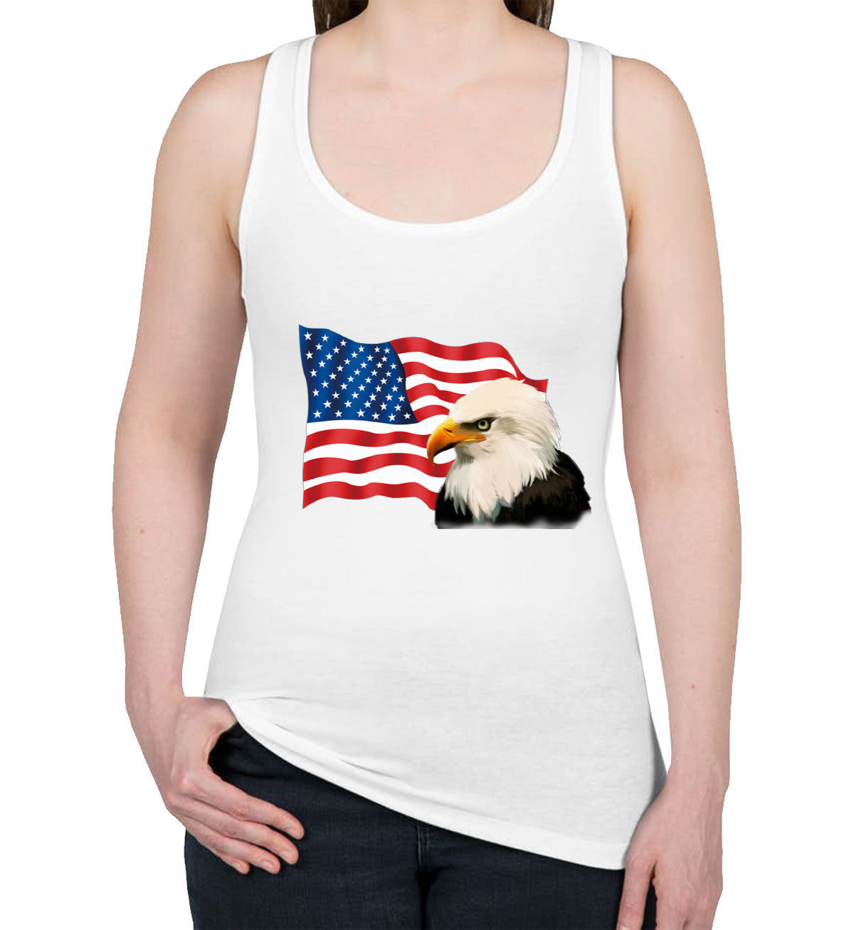 Bald Eagle American Flag Women's Racerback Tank Top