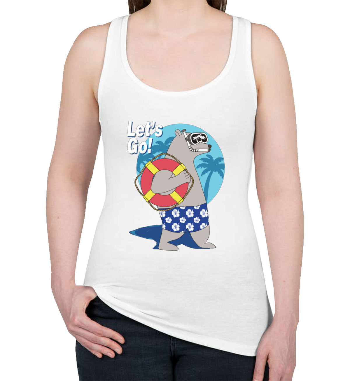 Bear On Vacation Women's Racerback Tank Top