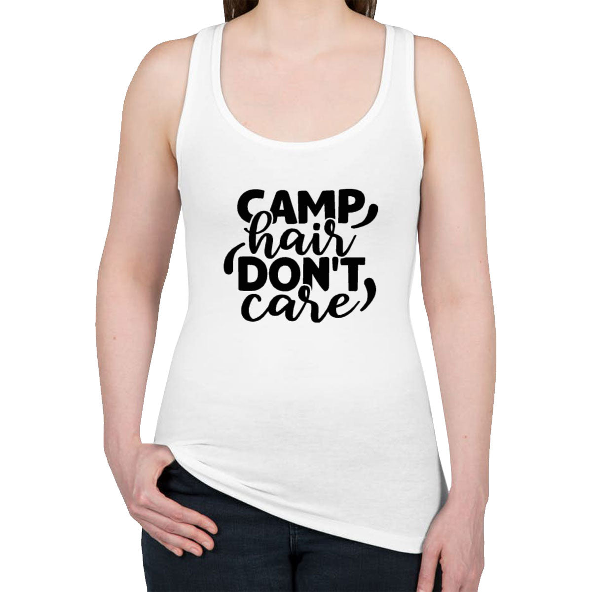 Camp Hair Don't Care Women's Racerback Tank Top