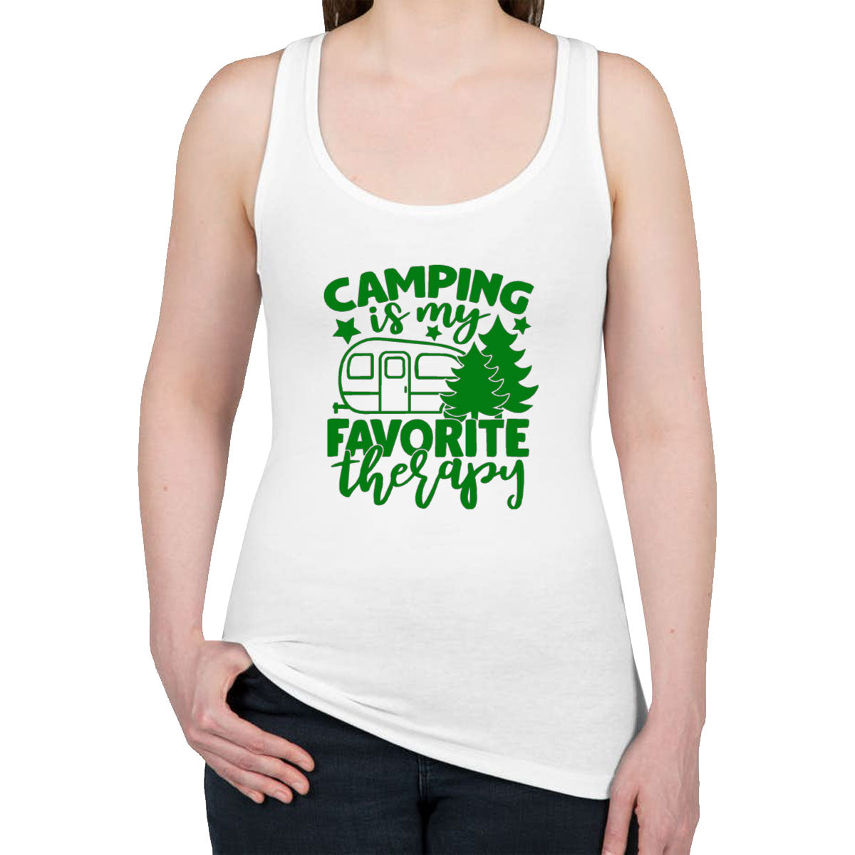 Camping Is My Favorite Therapy Women's Racerback Tank Top