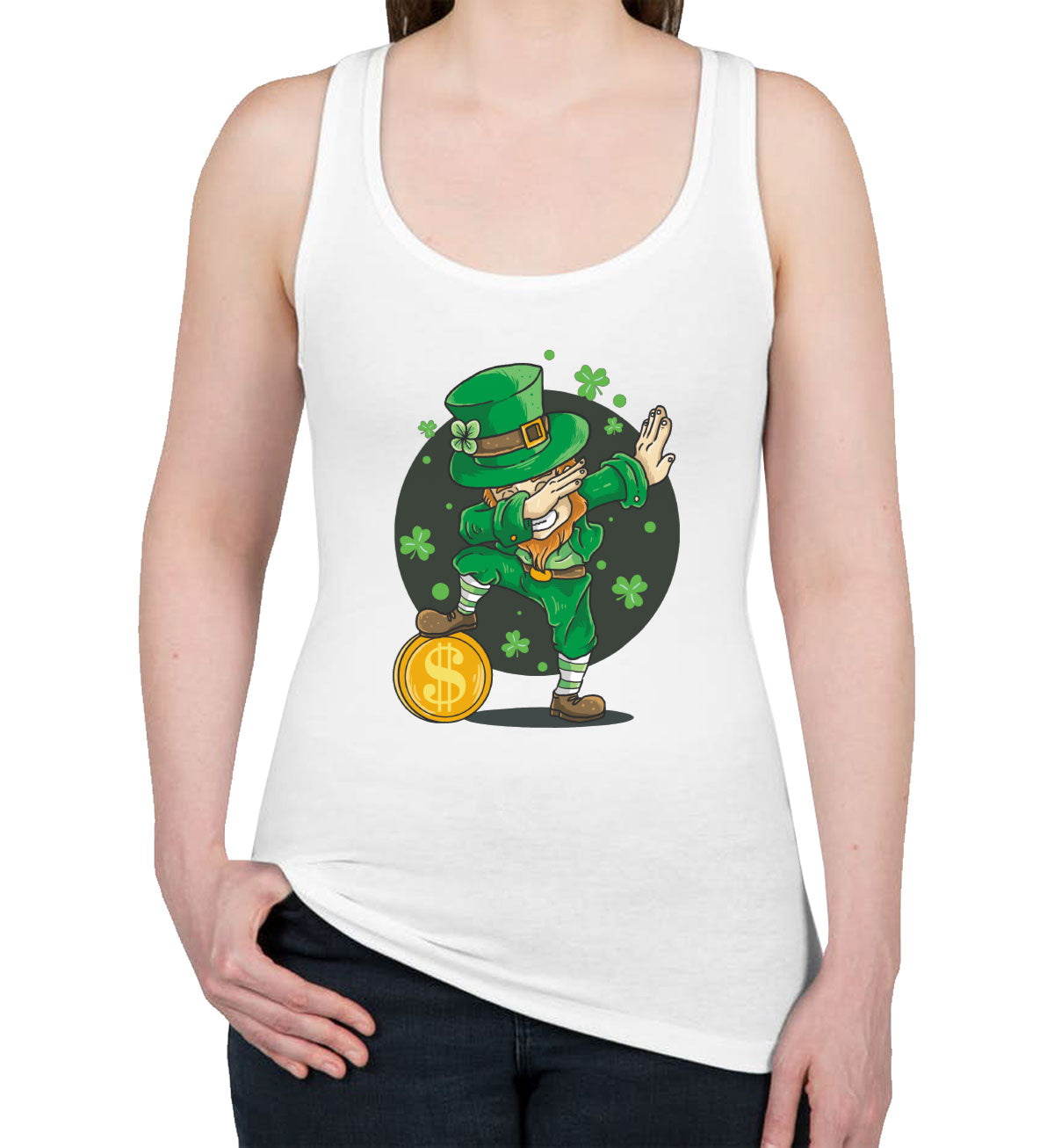 Dabbing Leprechaun St. Patrick's Day Women's Racerback Tank Top