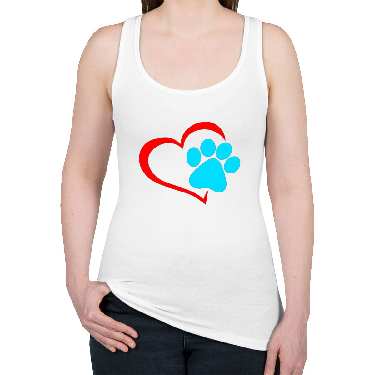 Dog Paw Print Women's Racerback Tank Top