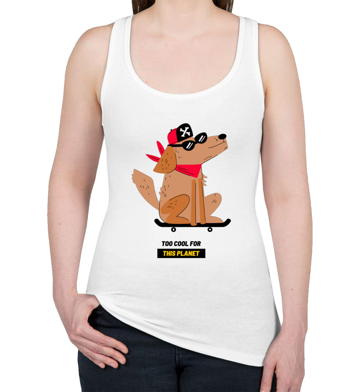 The Dog On A Skateboard Women's Racerback Tank Top