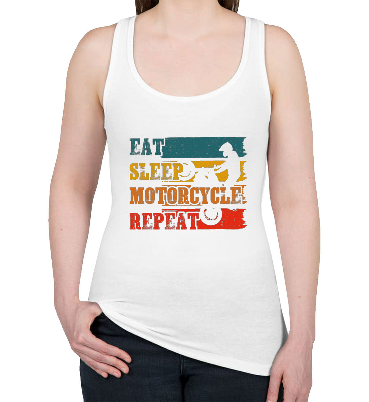 Eat Sleep Motorcycle Repeat Women's Racerback Tank Top