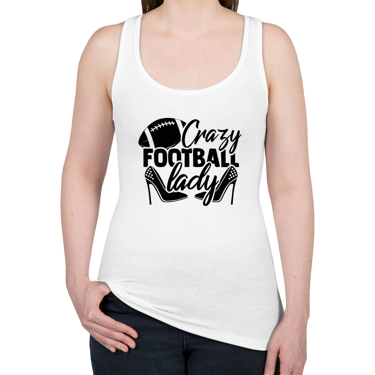 Crazy Football Lady Women's Racerback Tank Top