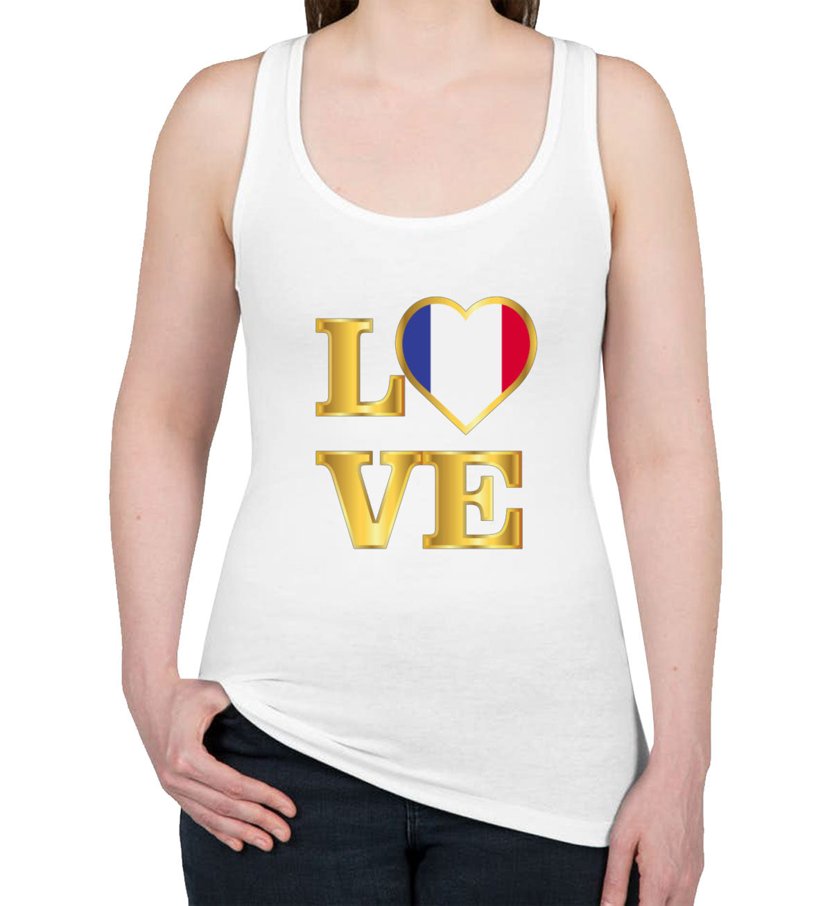 France Love Women's Racerback Tank Top