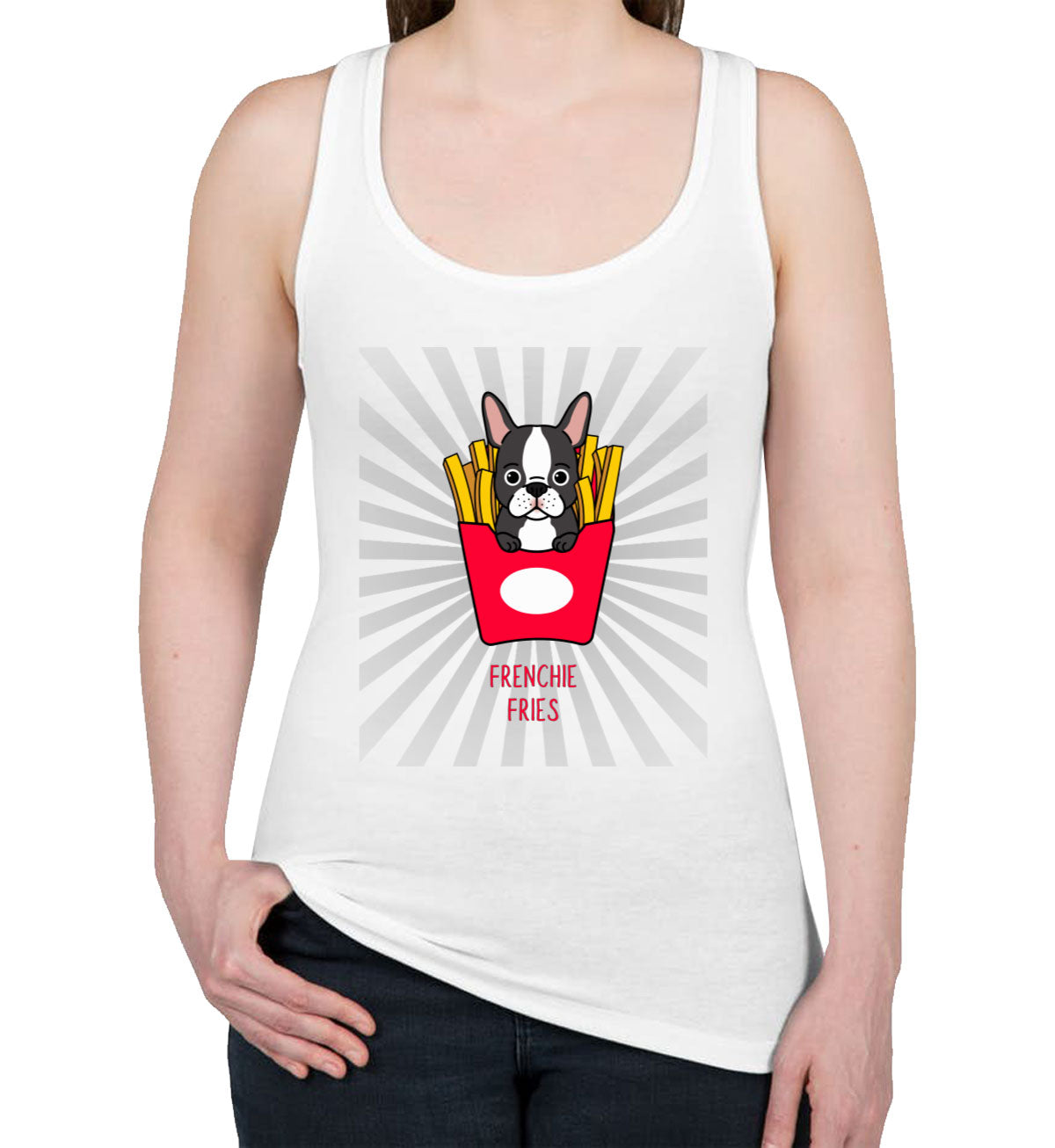 Frenchie Fries Cute Dog French Bulldog Puppy Women's Racerback Tank Top