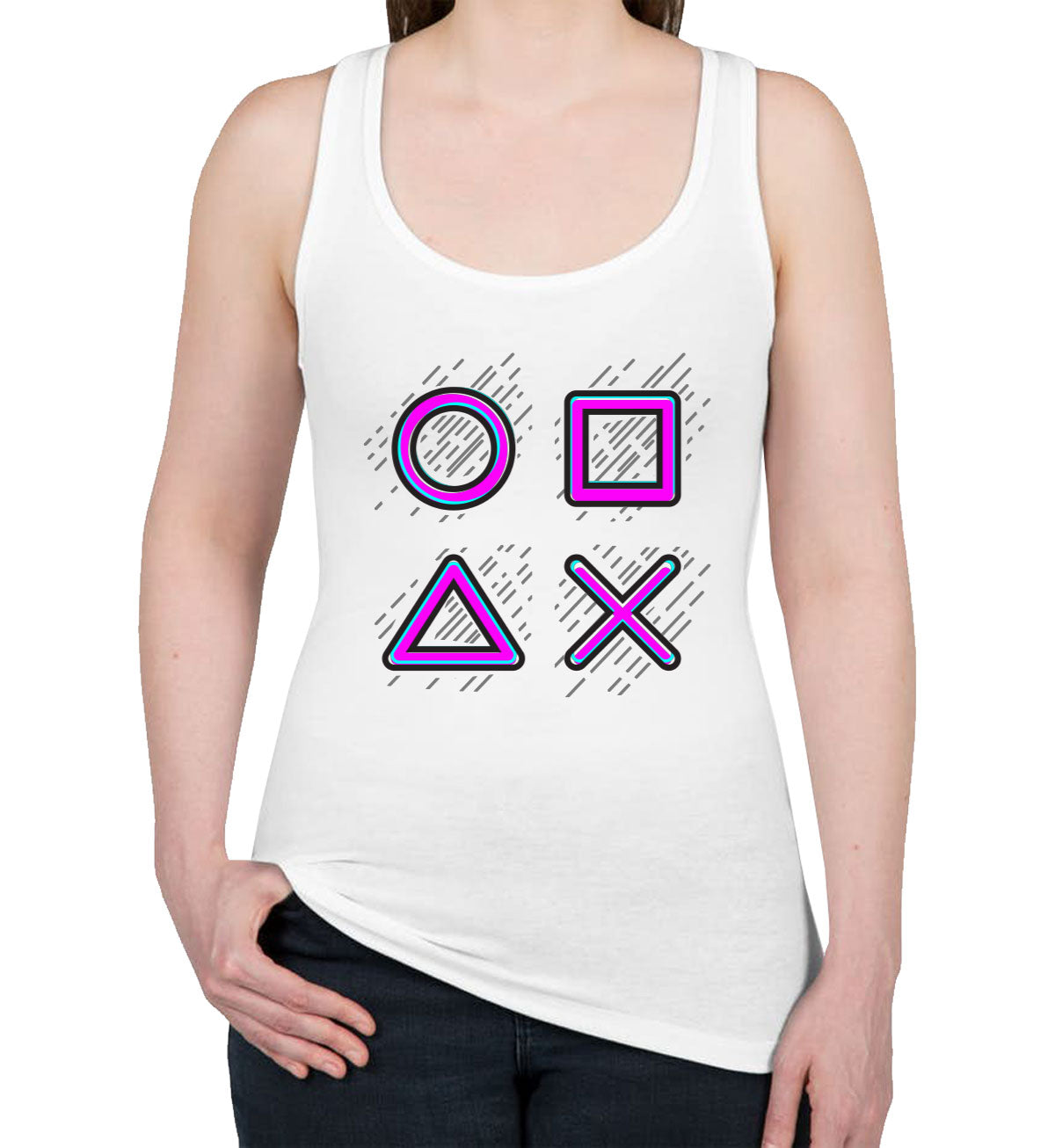 Game Controller Buttons Gaming Women's Racerback Tank Top