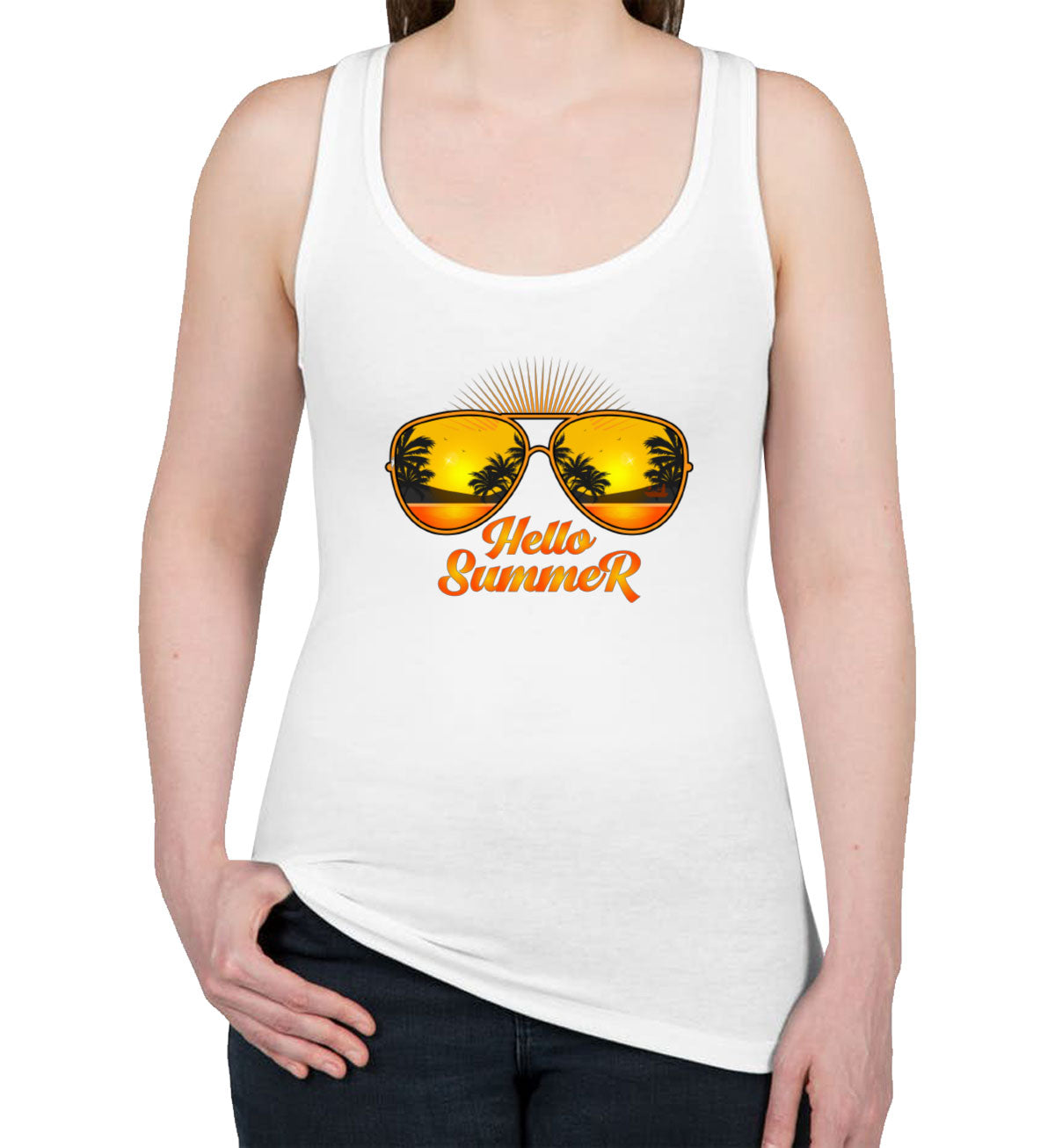 Hello Summer Women's Racerback Tank Top