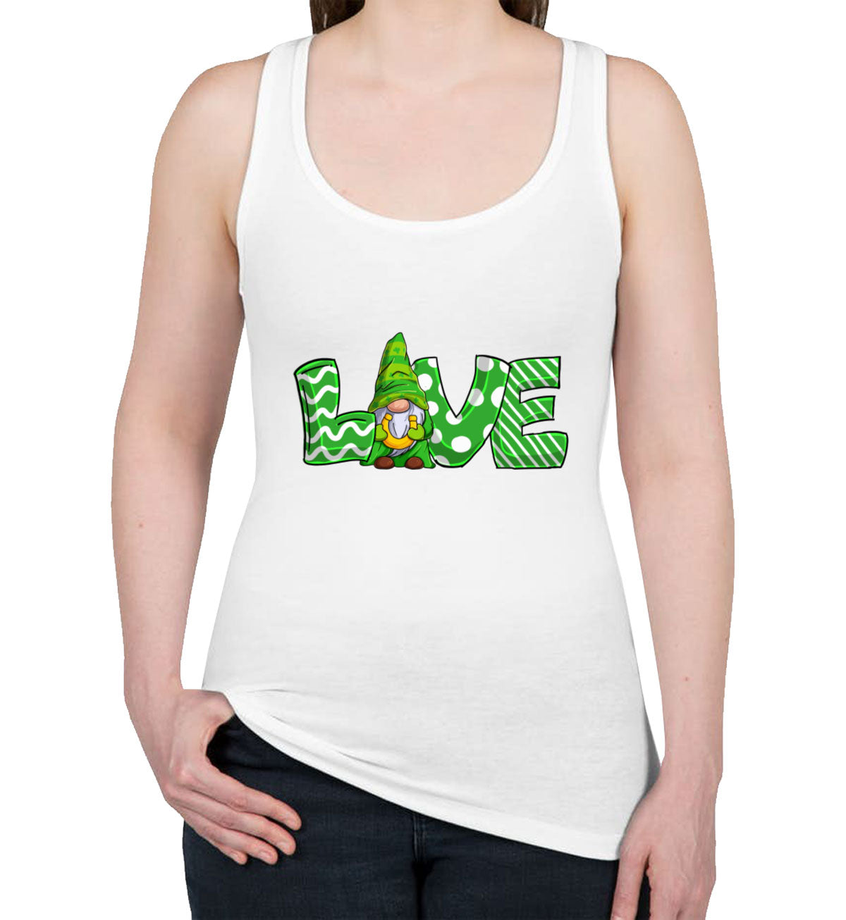 Love Gnome St. Patrick's Day Women's Racerback Tank Top