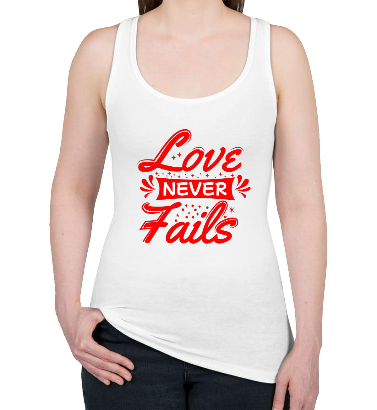 Love Never Fails Women's Racerback Tank Top