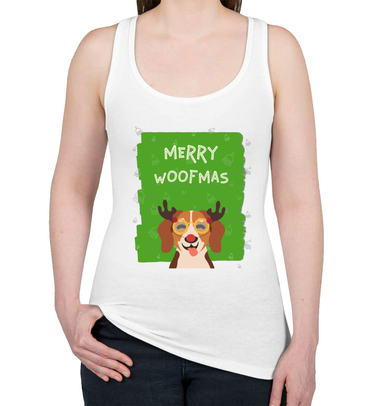 Merry Woofmas Dog Christmas Women's Racerback Tank Top