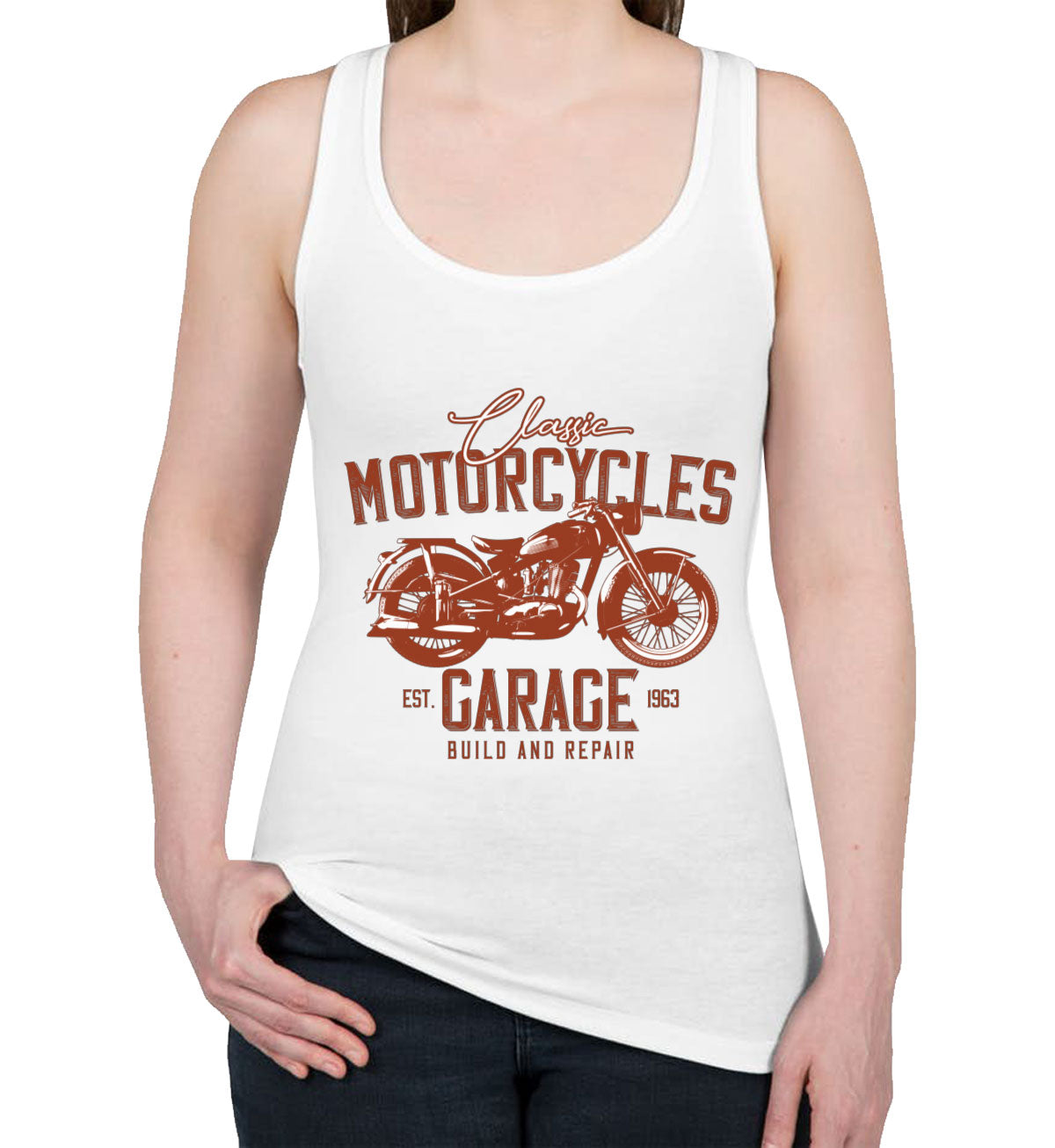 Classic Motorcycles Garage Women's Racerback Tank Top