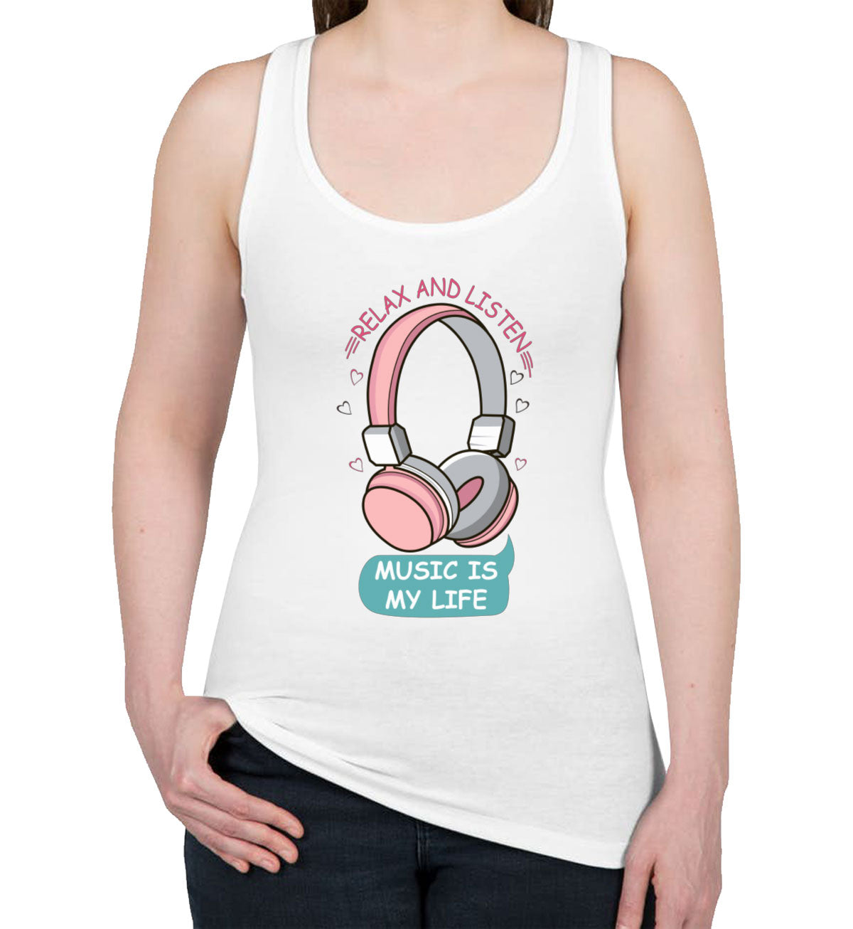 Music Is My Life Headphone Women's Racerback Tank Top