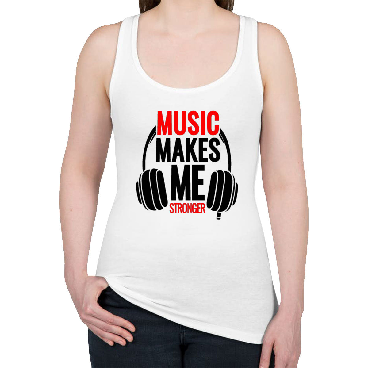 Music Makes Me Stronger Women's Racerback Tank Top