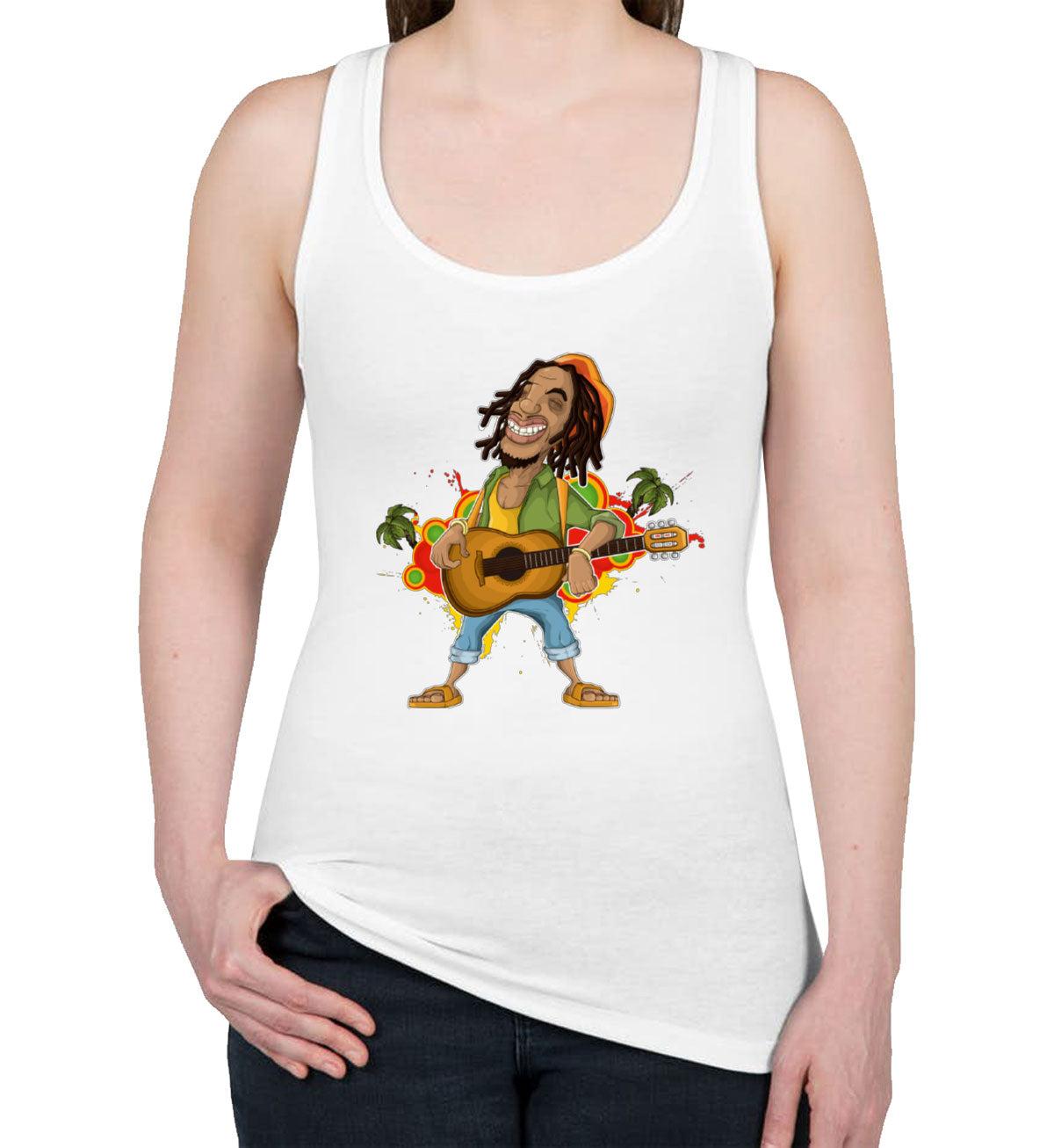 Rasta Reggae Rastafarian Women's Racerback Tank Top