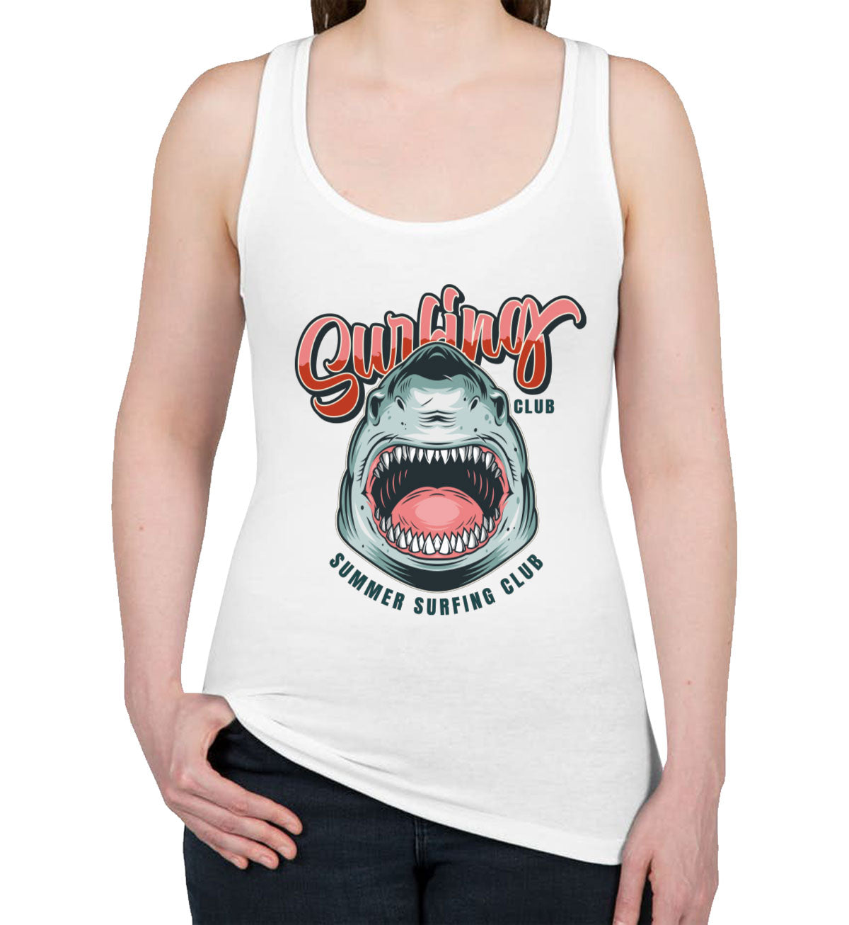 Surfing Club Shark Women's Racerback Tank Top