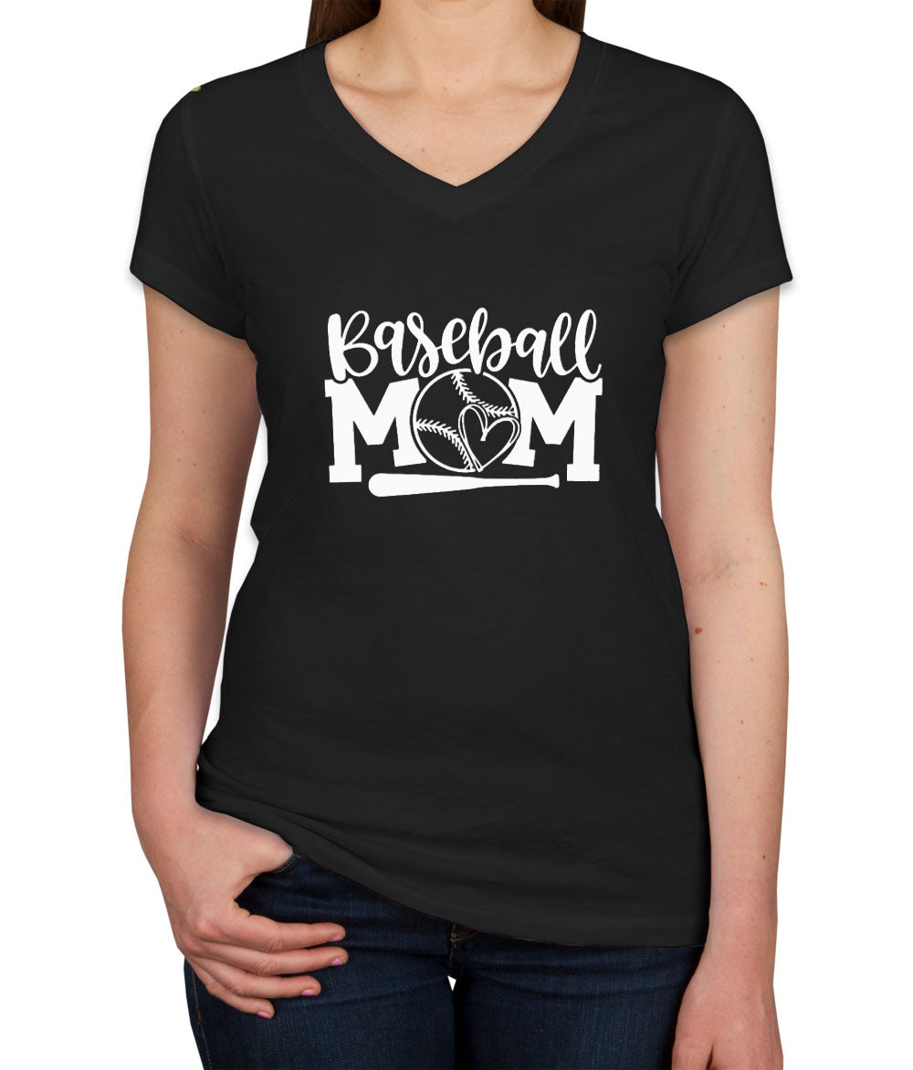 Baseball Mom Women's V Neck T-shirt