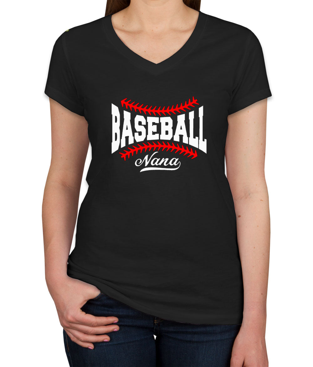 Baseball Nana Women's V Neck T-shirt