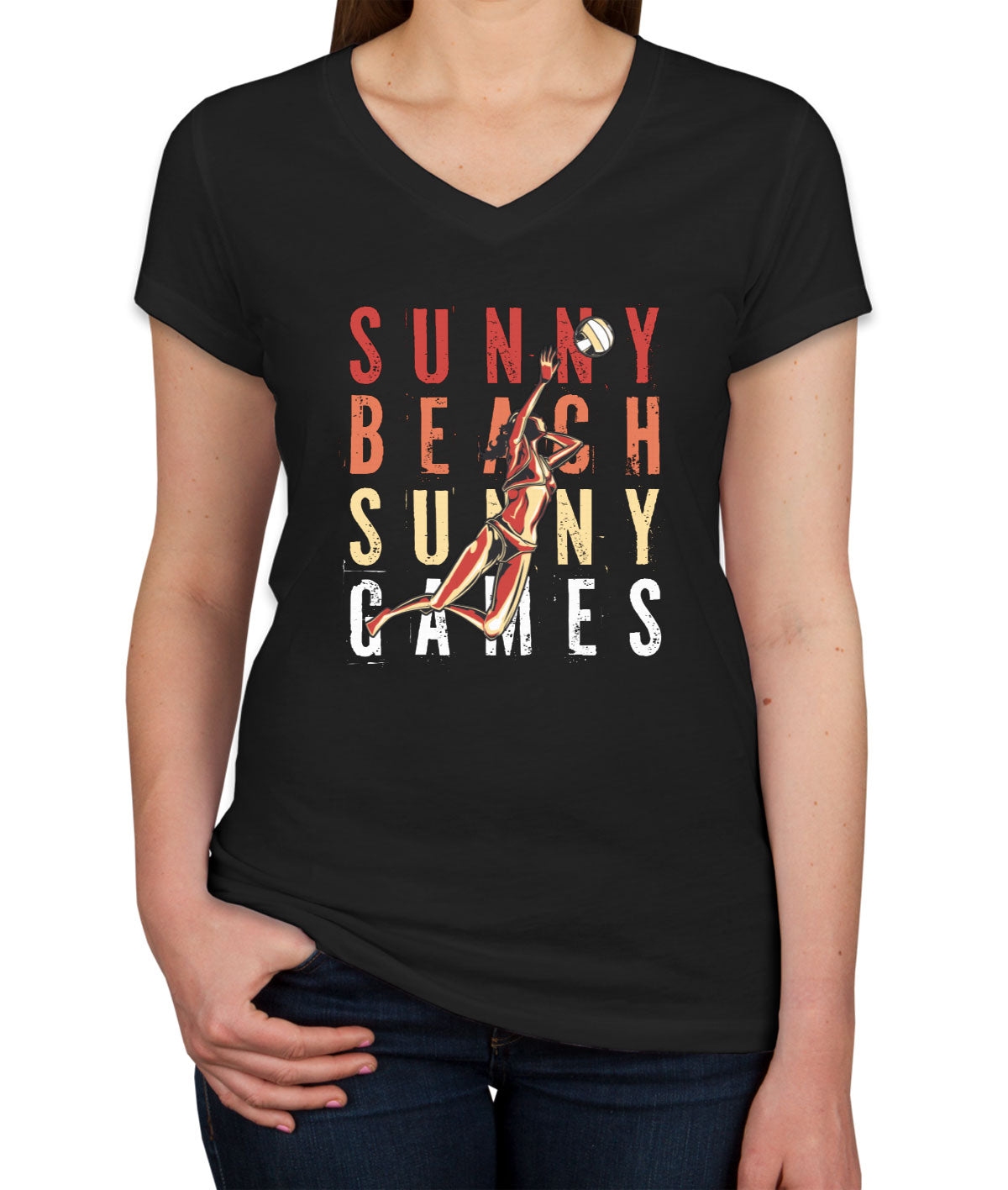 Beach Volleyball Women's V Neck T-shirt