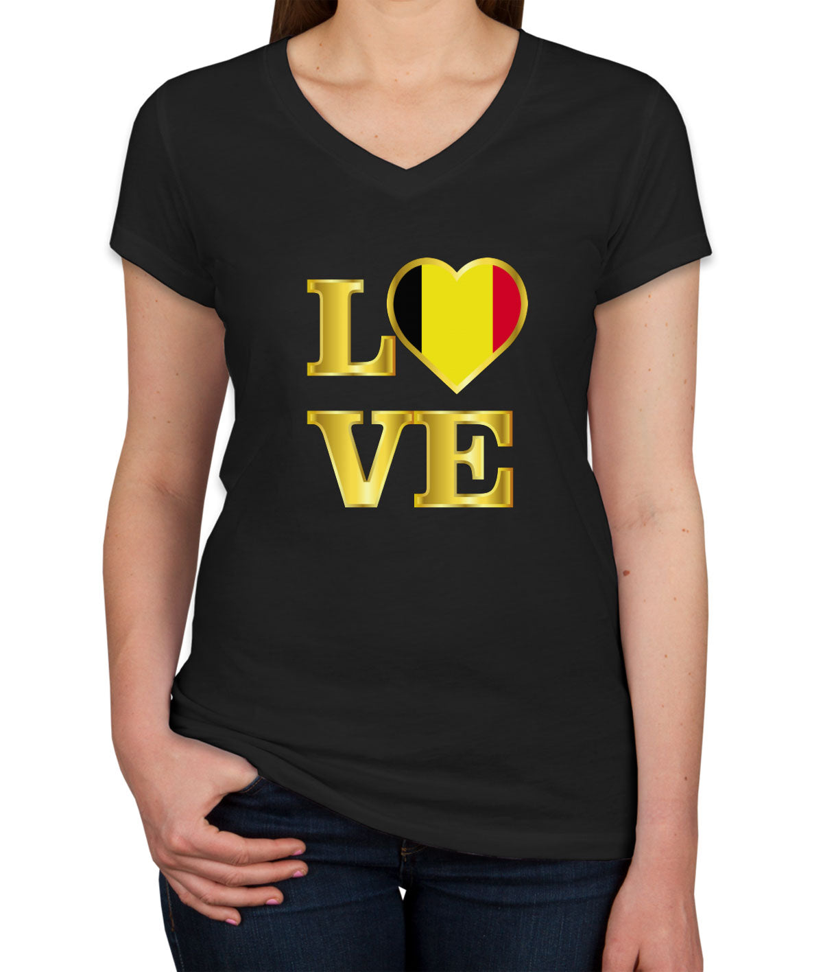 Belgium Love Women's V Neck T-shirt