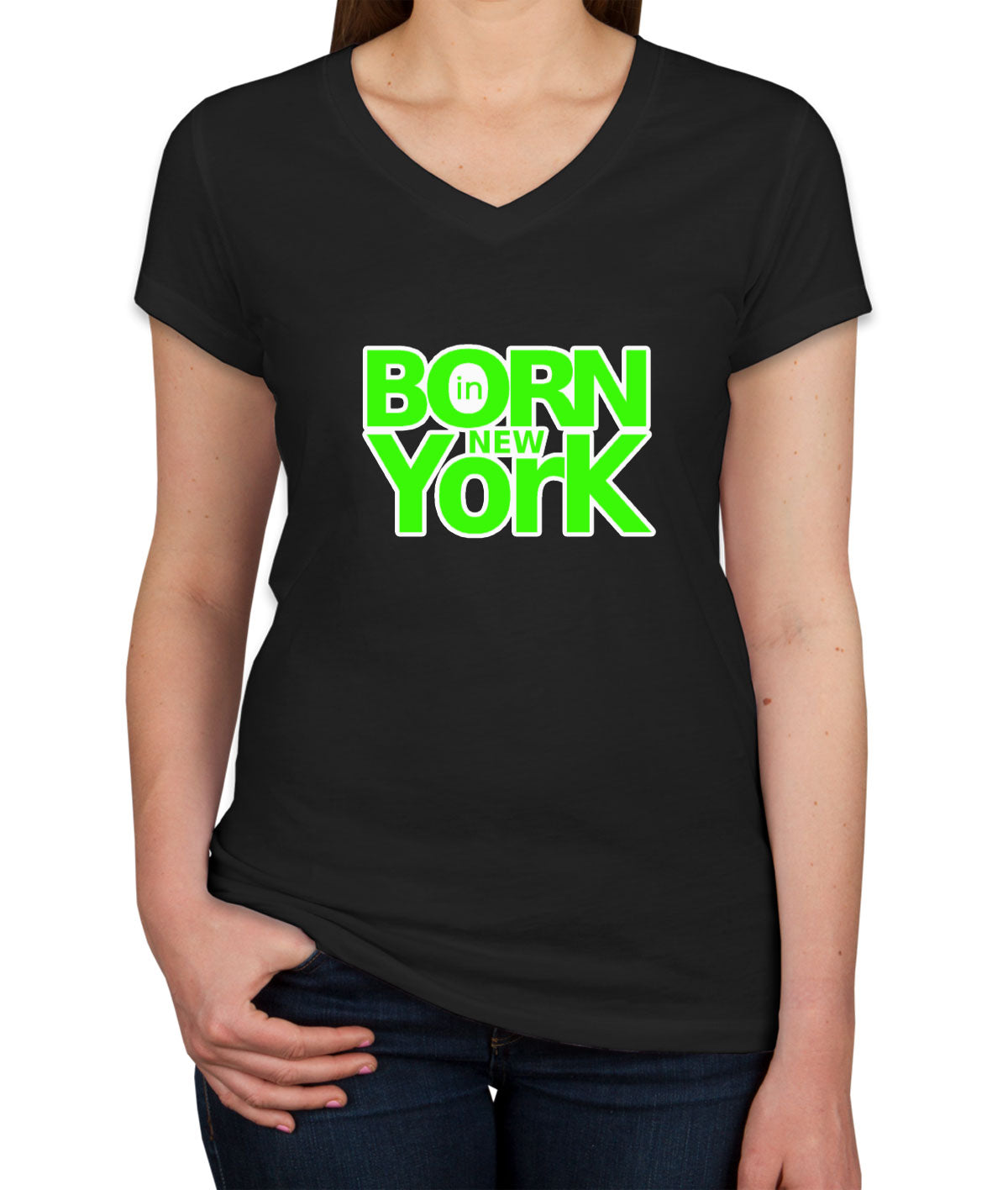 Born In New York Women's V Neck T-shirt