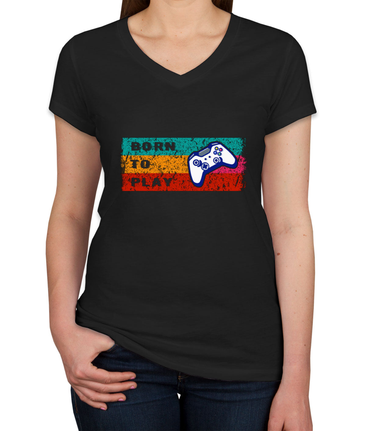 Born To Play Game Women's V Neck T-shirt