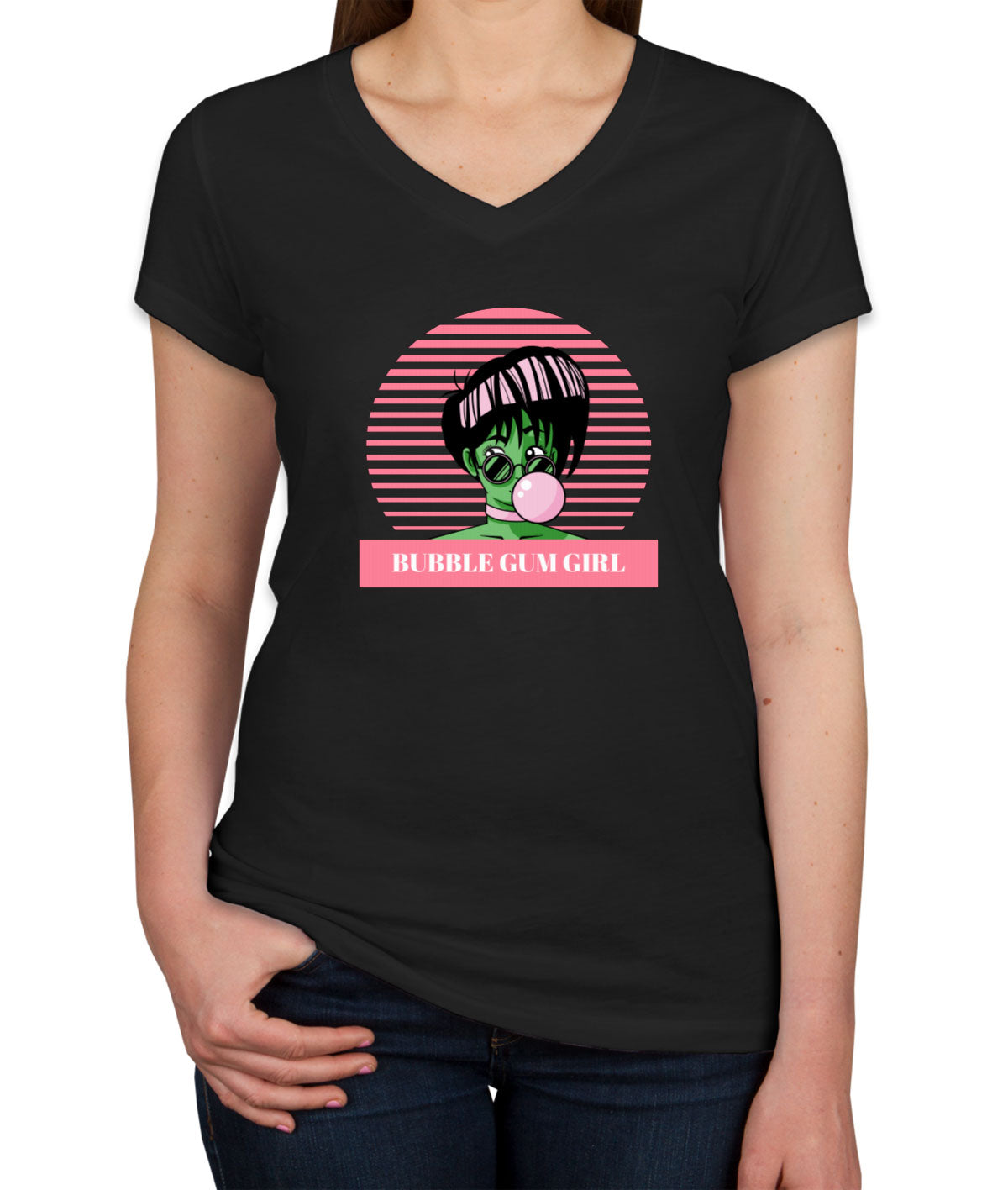 Bubble Gum Girl Women's V Neck T-shirt