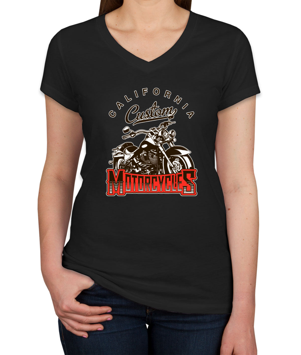 California Custom Motorcycles Women's V Neck T-shirt