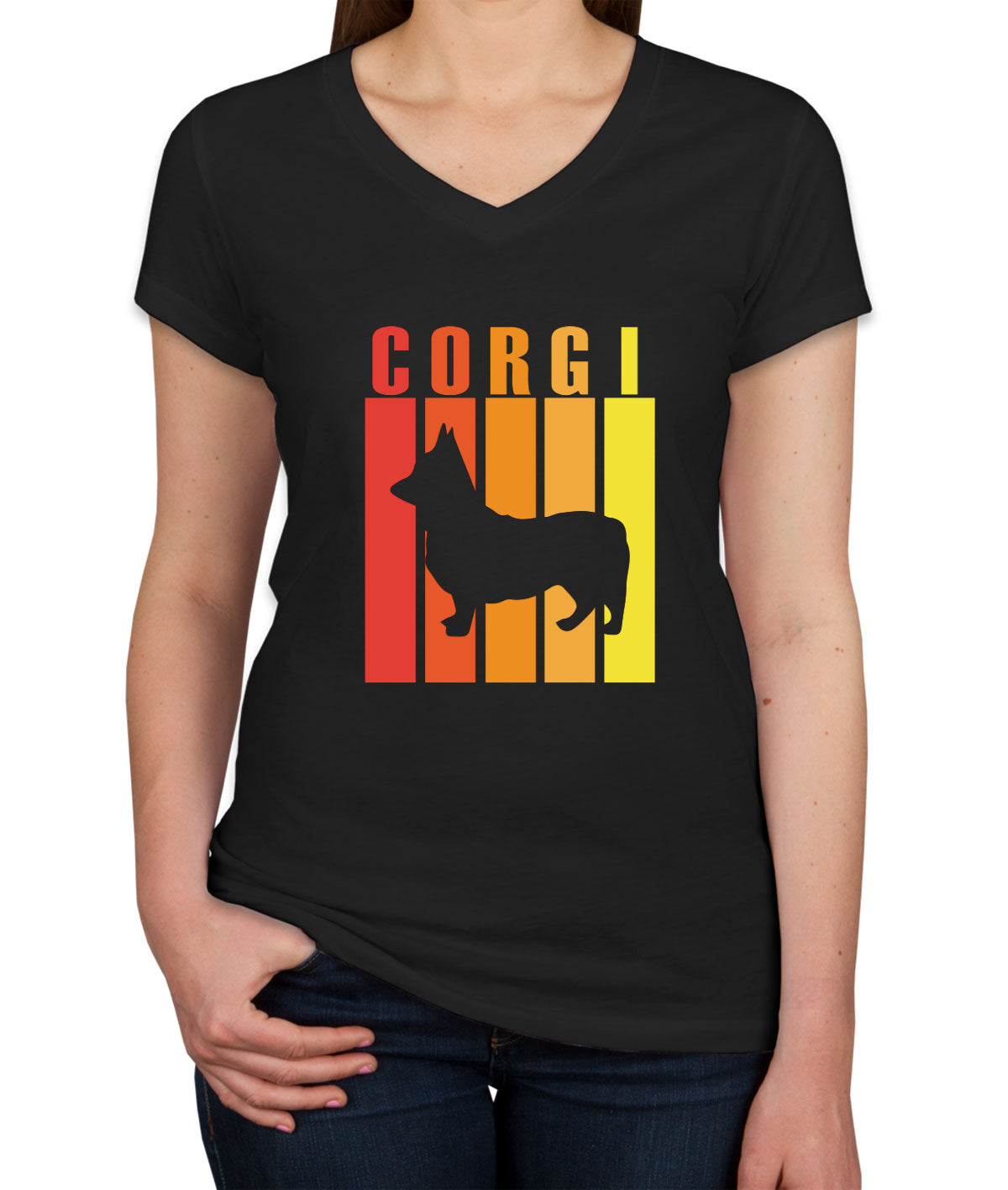 Pembroke Welsh Corgi Dog Women's V Neck T-shirt