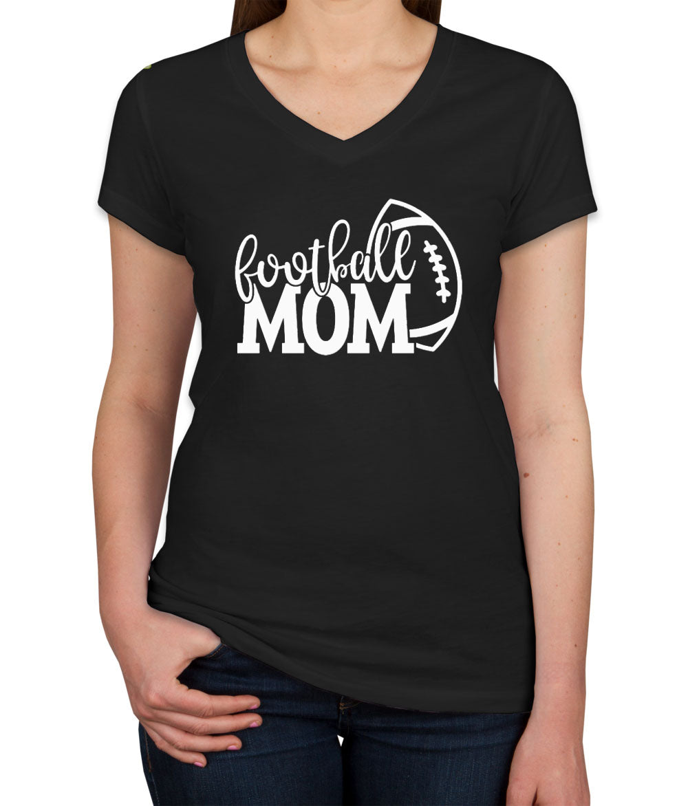 Football Mom Football Women's V Neck T-shirt