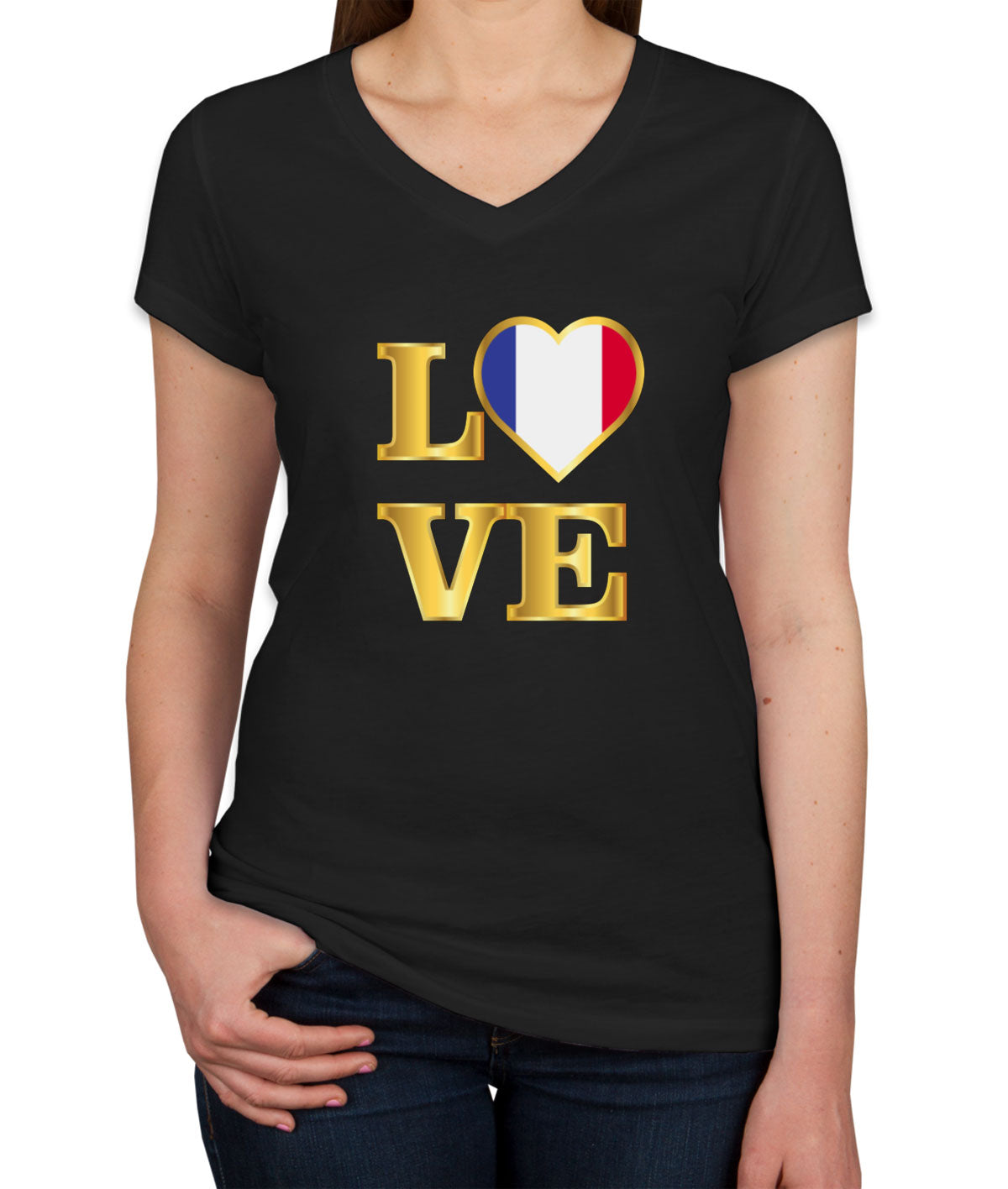 France Love Women's V Neck T-shirt