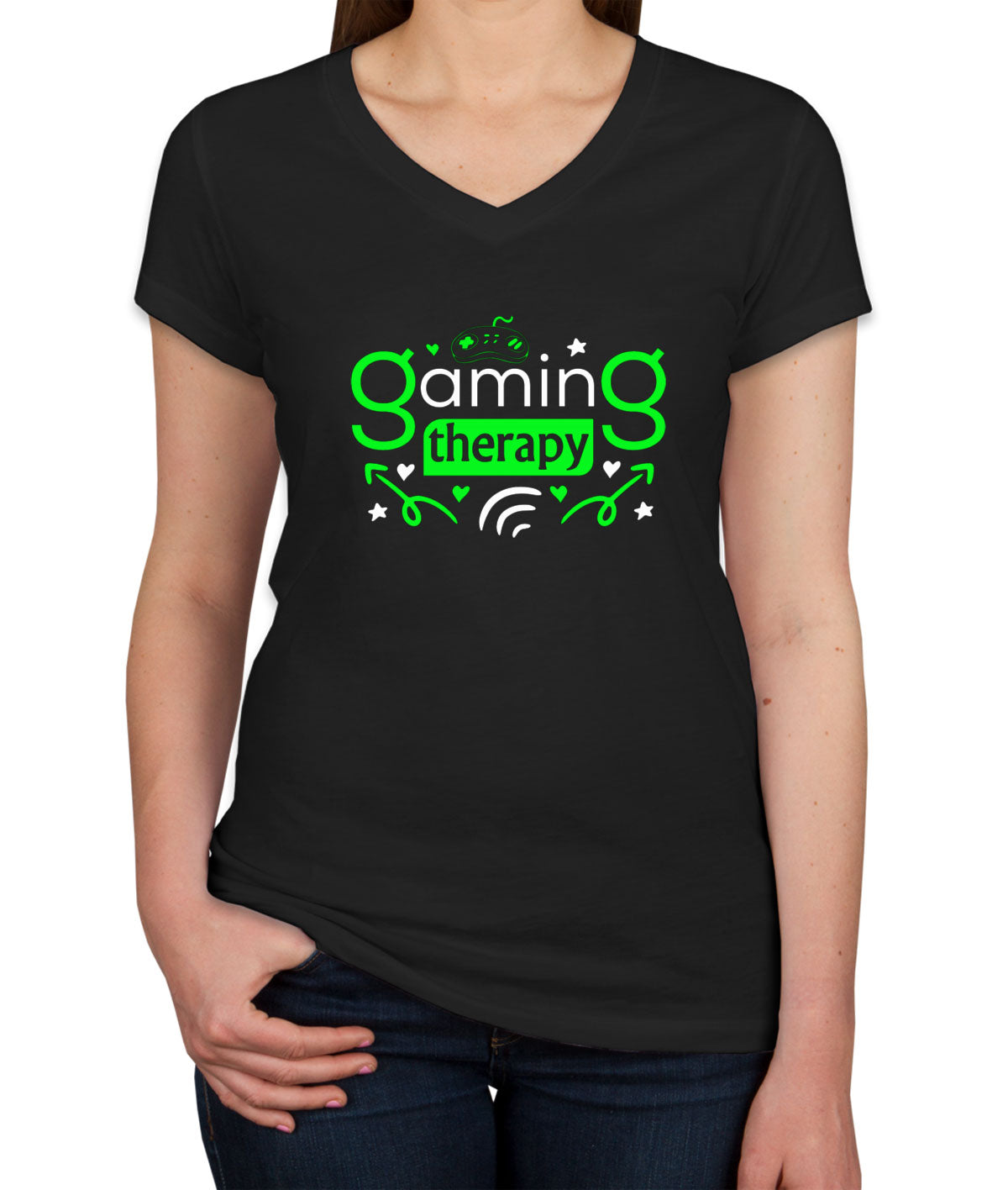 Gaming Therapy Women's V Neck T-shirt