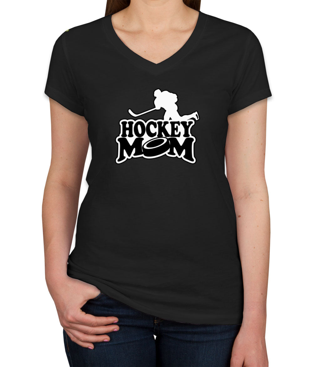 Hockey Mom Women's V Neck T-shirt