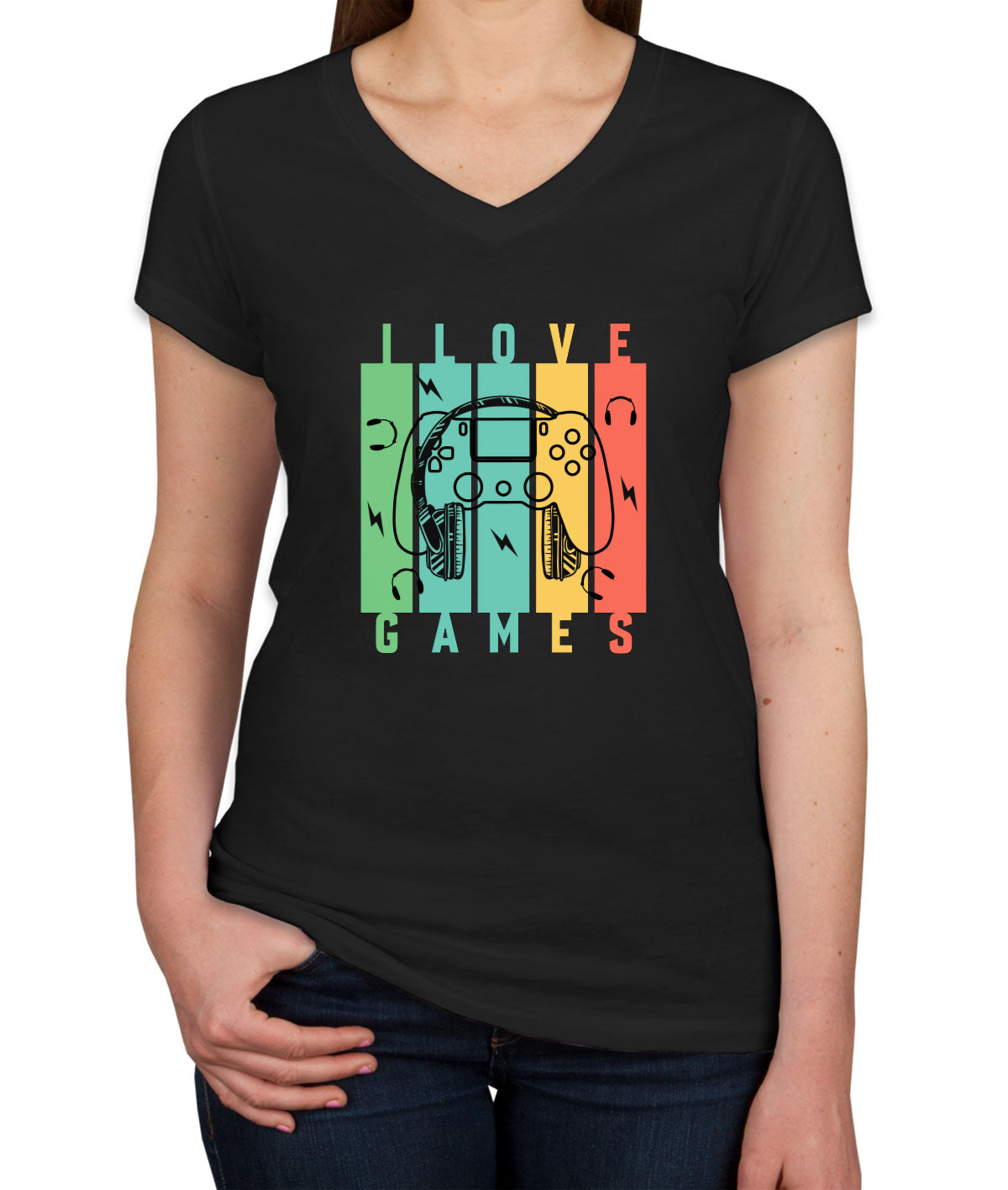 I Love Games Women's V Neck T-shirt