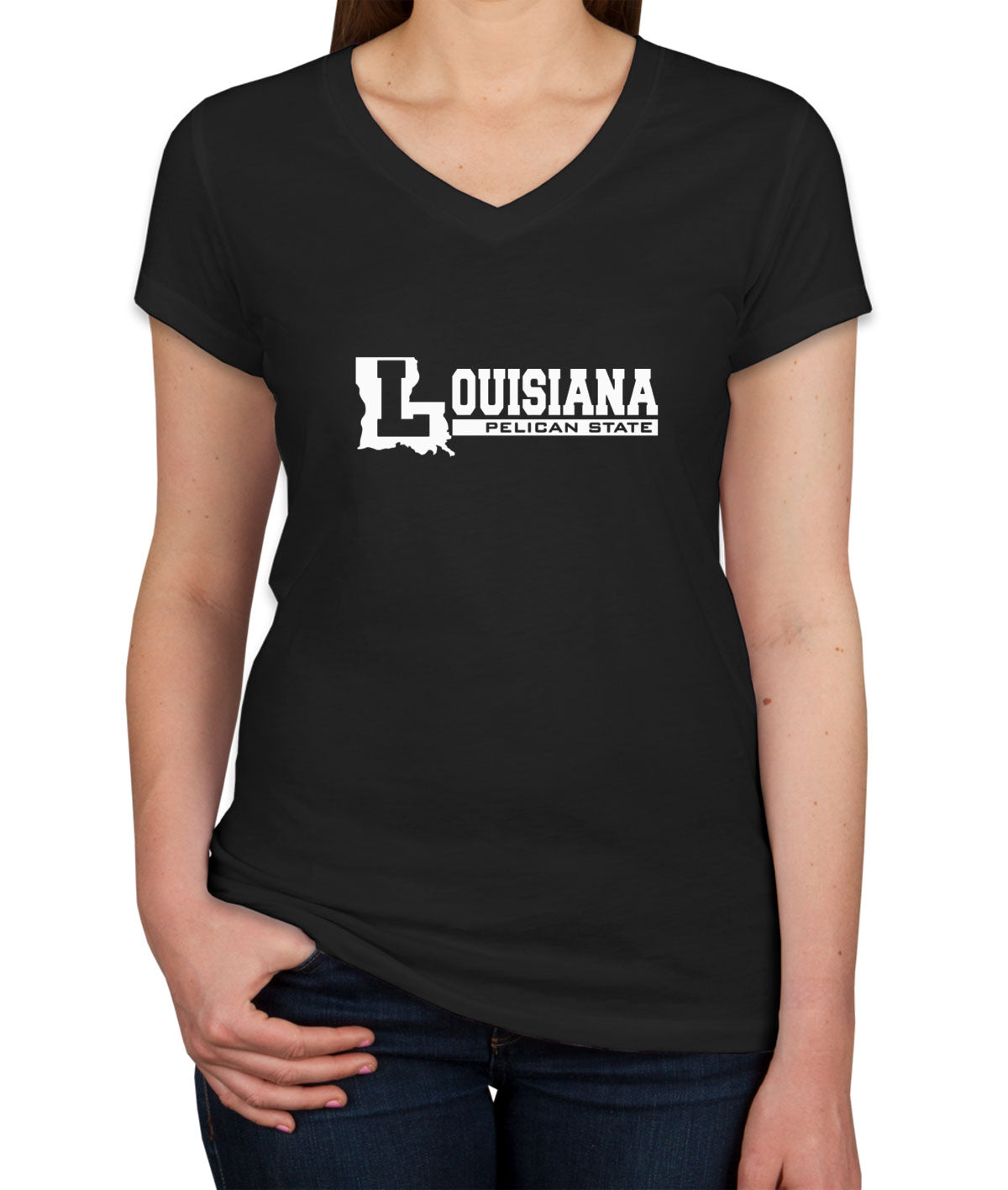 Louisiana Pelican State Women's V Neck T-shirt