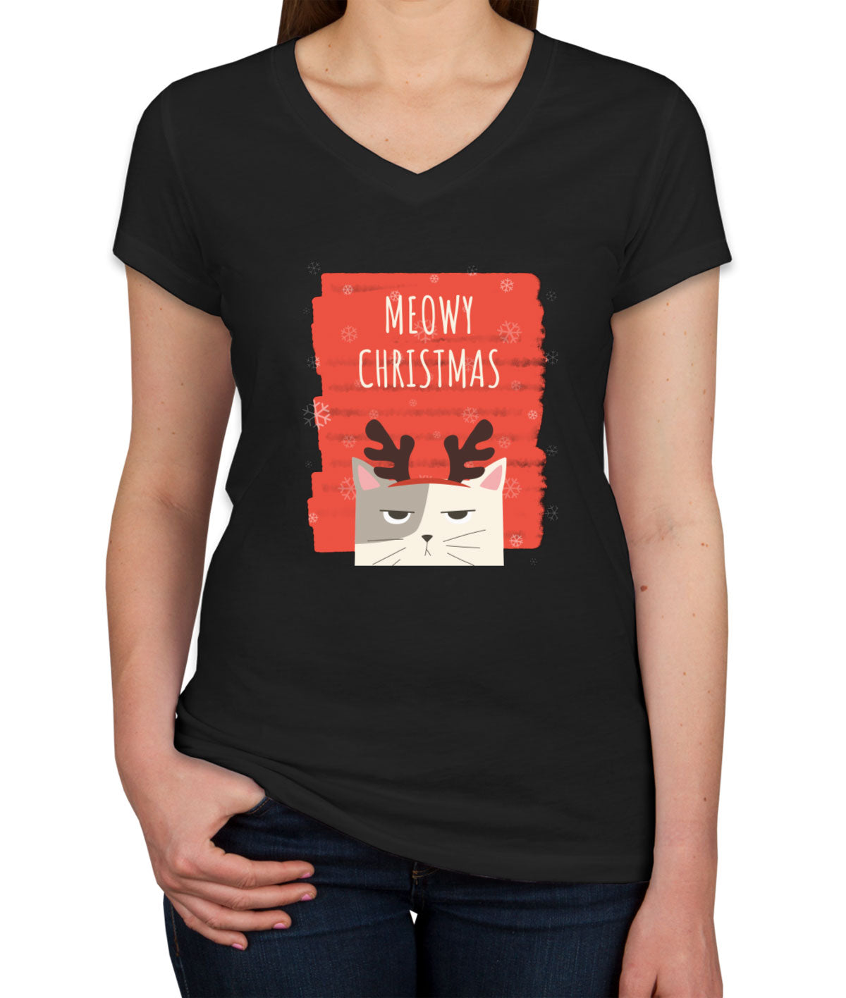 Meowy Christmas Cat Christmas Women's V Neck T-shirt